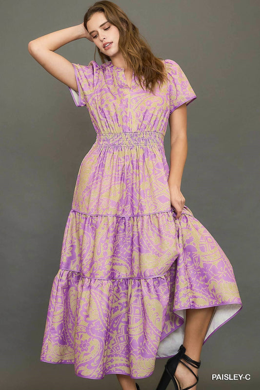 Lavender Paisley Maxi Dress