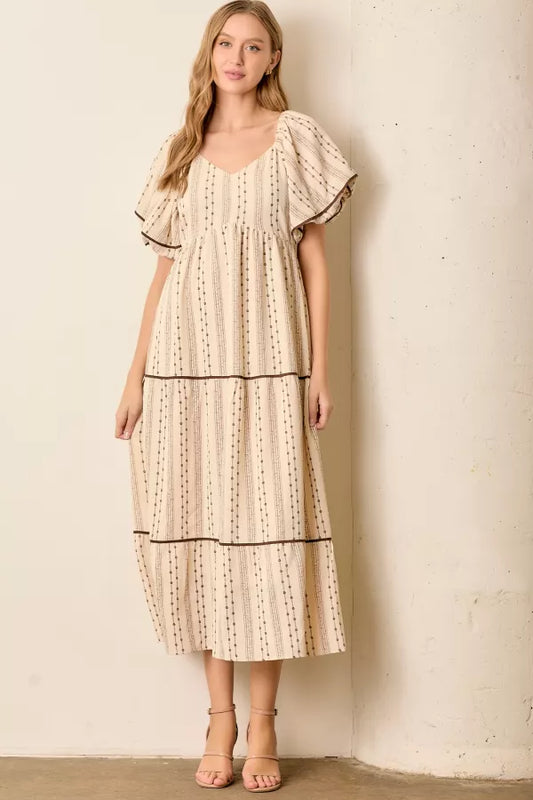 Brown Striped Maxi Dress