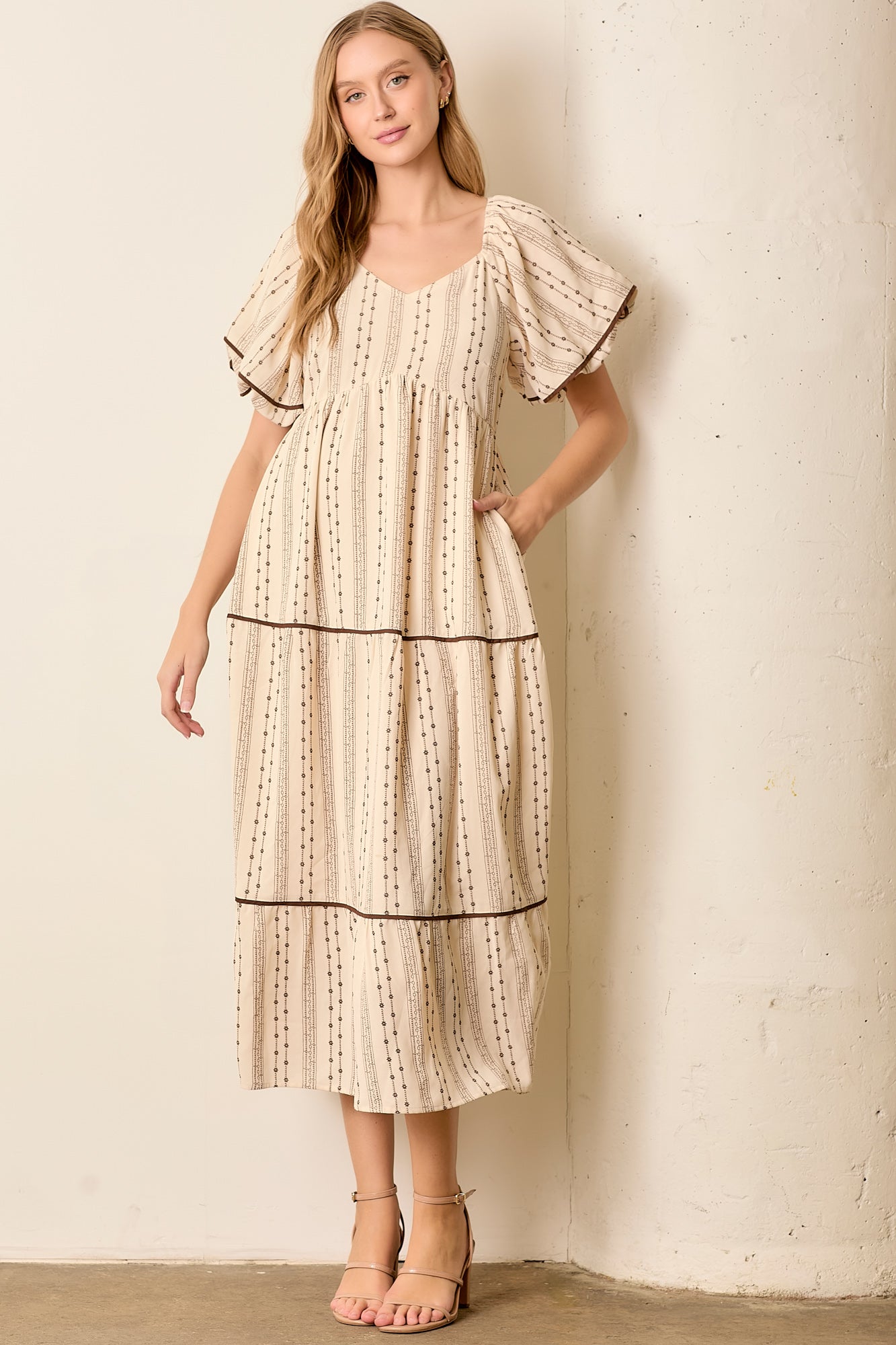 Brown Striped Maxi Dress