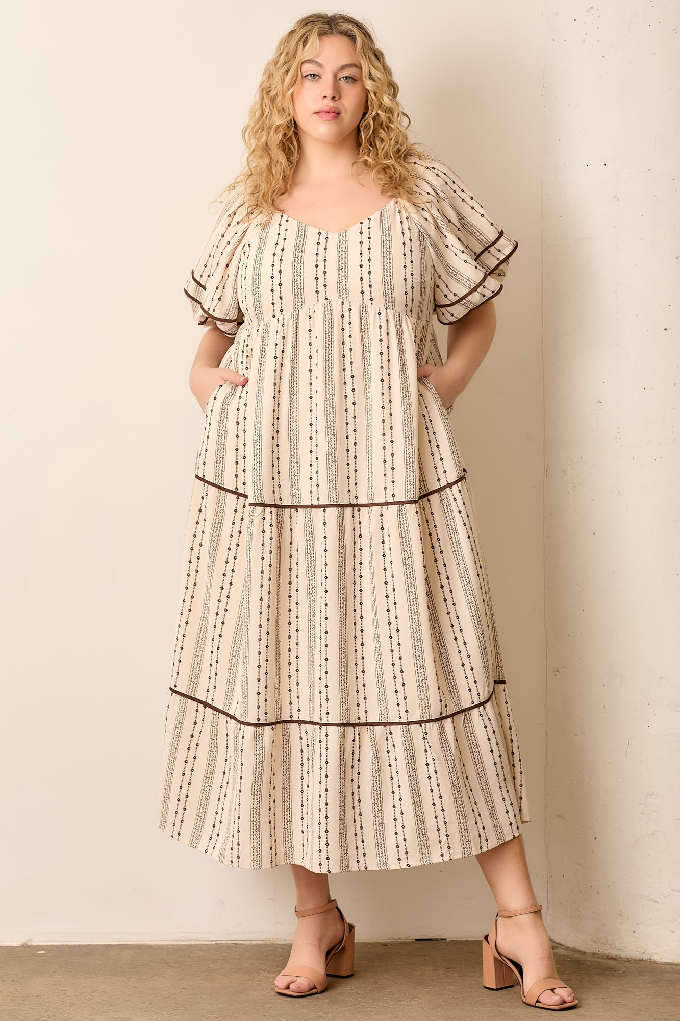 Brown Striped Maxi Dress