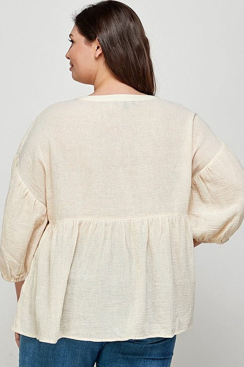 Cream Embroidered Top