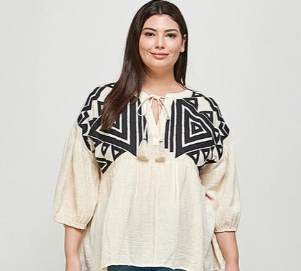 Cream Embroidered Top