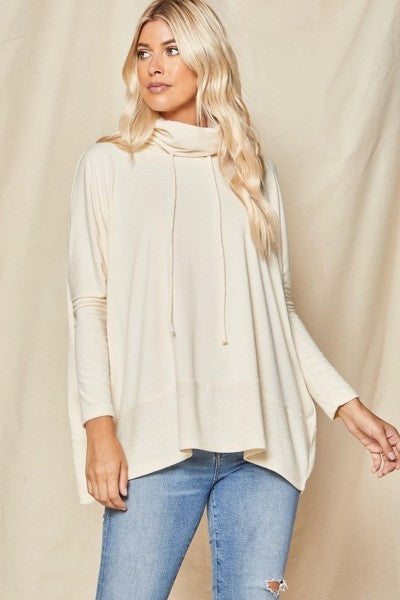 Cream cowl neck sweater top