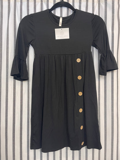 Girl's Bell Sleeve Button Dress