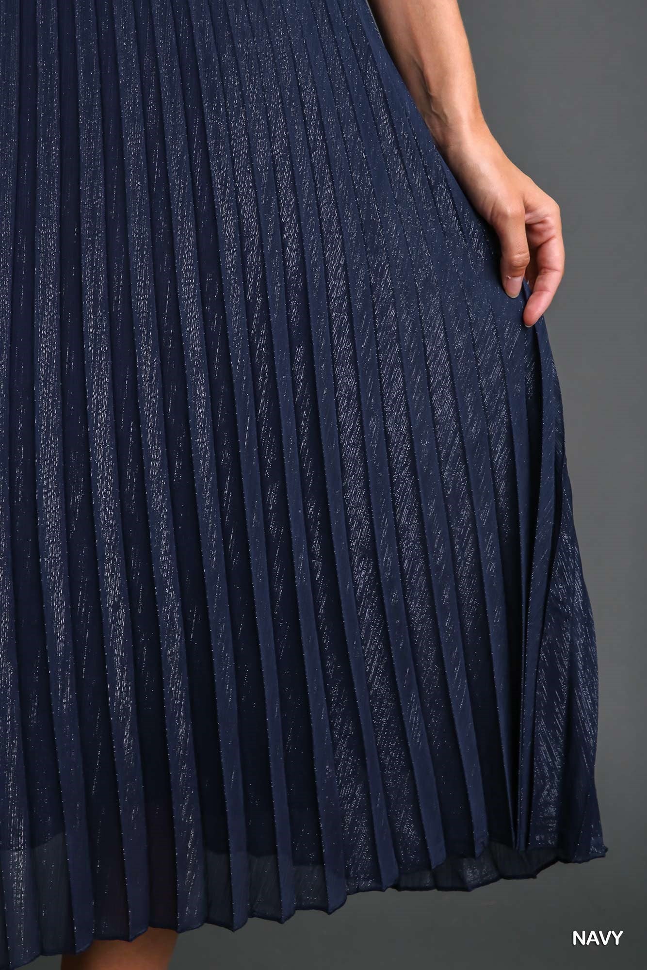 Navy Pleated Skirt