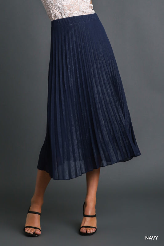 Navy Pleated Skirt