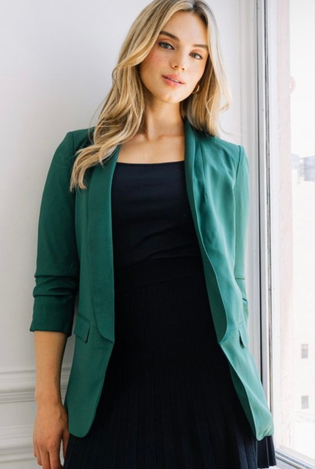 Ruched Sleeve Blazer