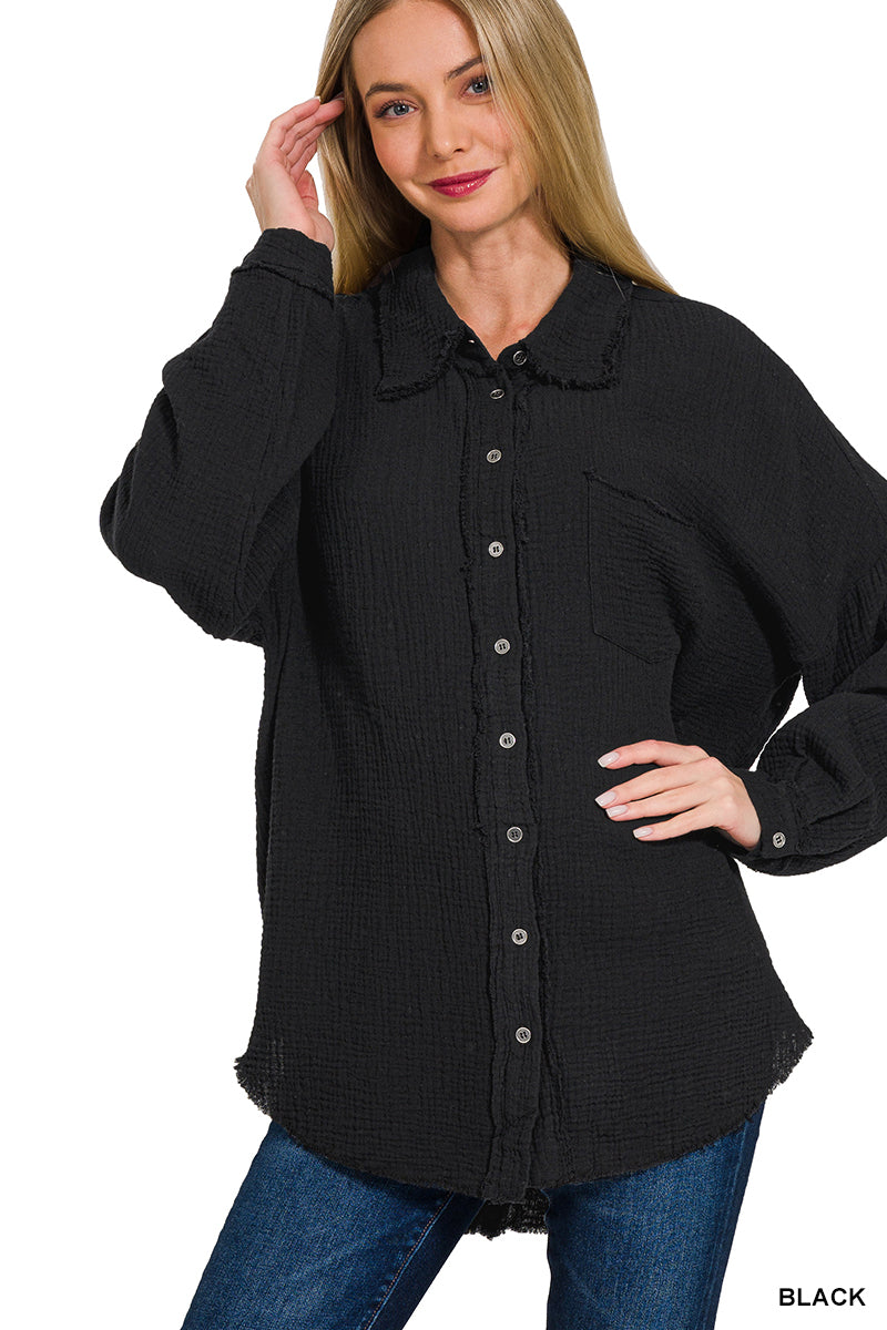 Gauze Button Down Shirt (Long Sleeve)