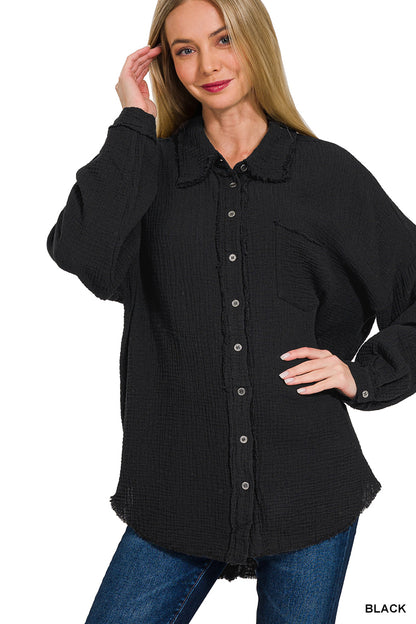 Gauze Button Down Shirt (Long Sleeve)