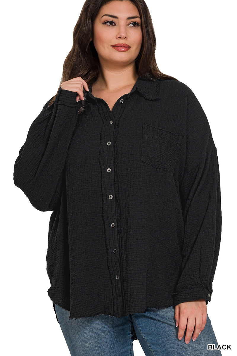 Gauze Button Down Shirt (Long Sleeve)