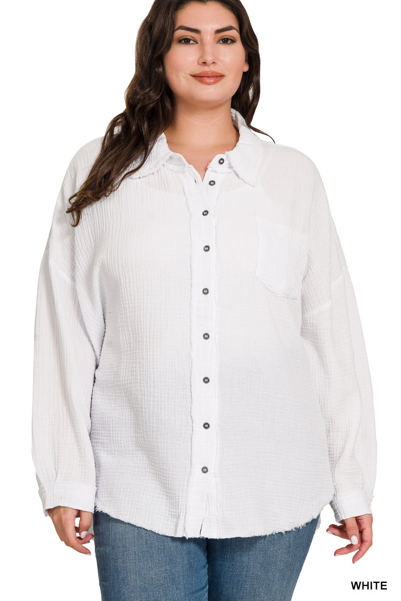 Gauze Button Down Shirt (Long Sleeve)