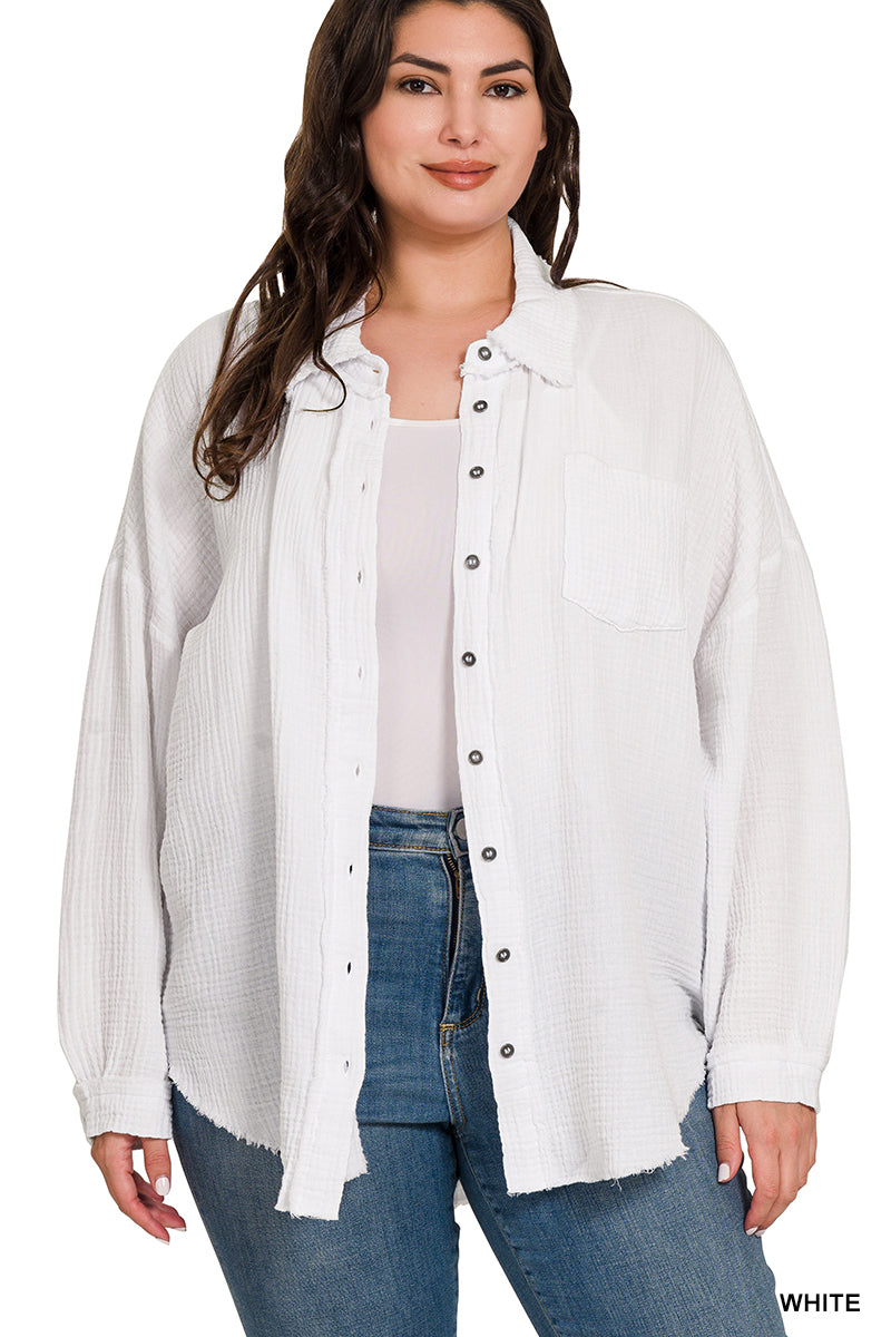 Gauze Button Down Shirt (Long Sleeve)