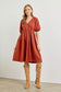 V-neck Quilted Dress (Rust)