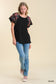 Linen Blend Top with Embroidered Sleeve