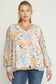 Pleated Sleeve Floral Top