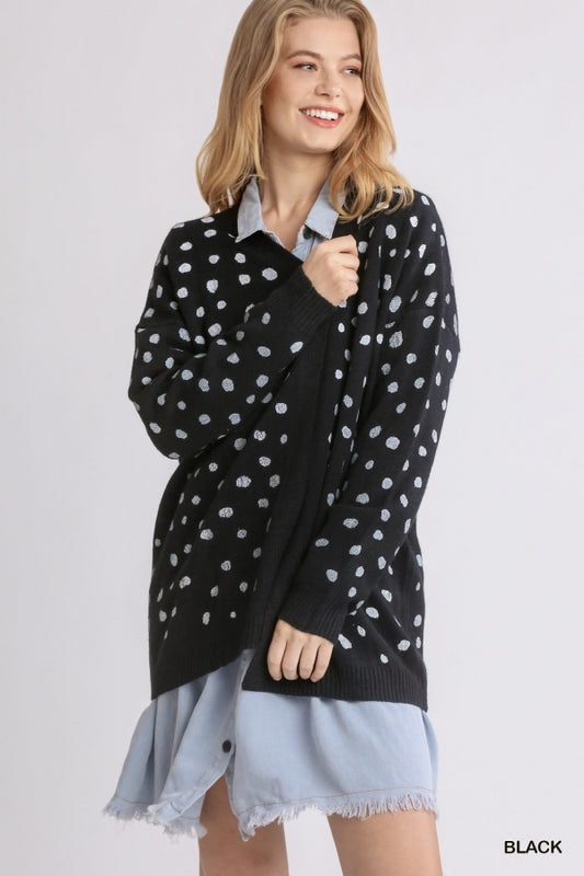 Black and White Spotted Cardigan