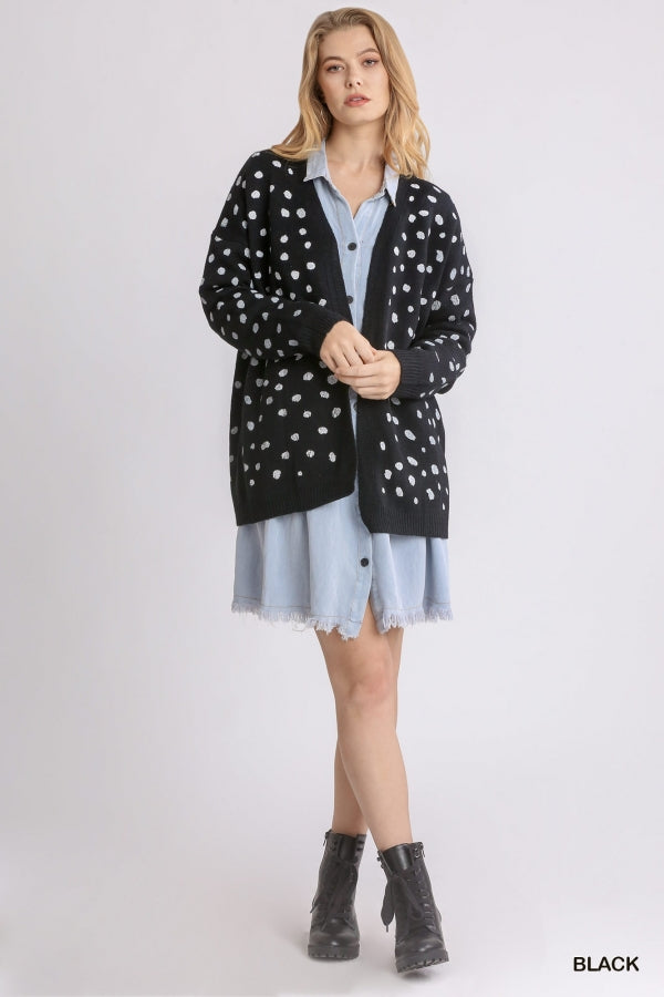 Black and White Spotted Cardigan