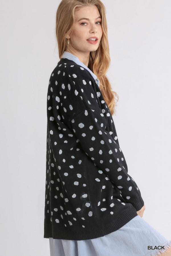 Black and White Spotted Cardigan