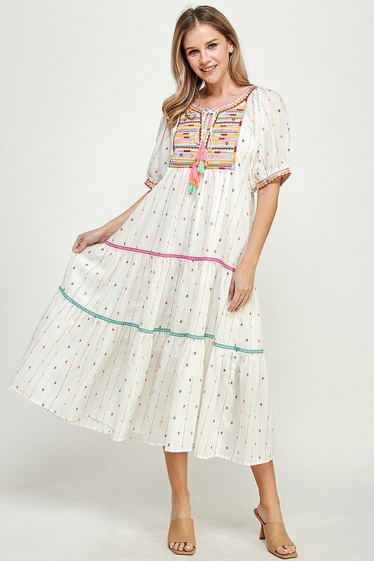 Gray deals embroidered dress