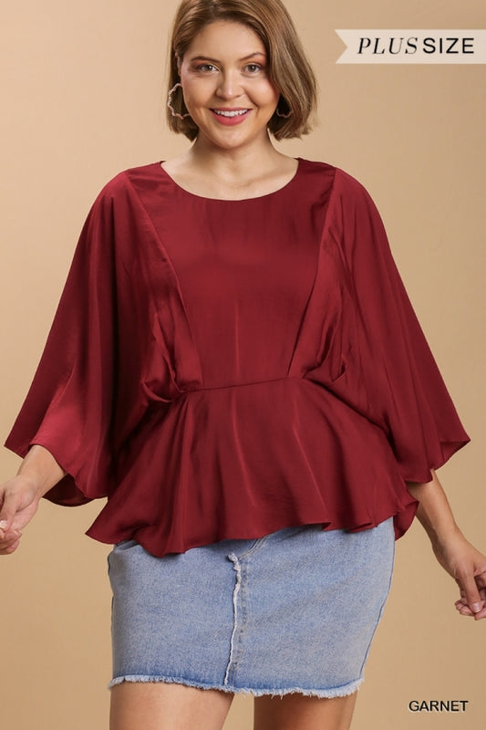 Garnet Washed Satin Top