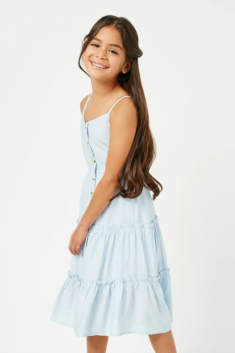 Girl's Blue Button Down Dress