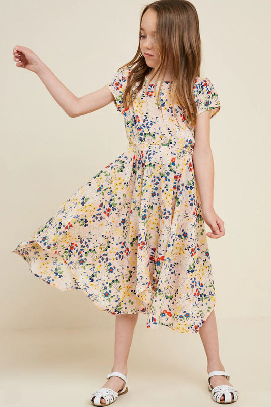 Girl's Floral Hanky Hem Dress