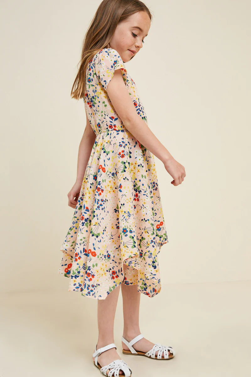 Girl's Floral Hanky Hem Dress