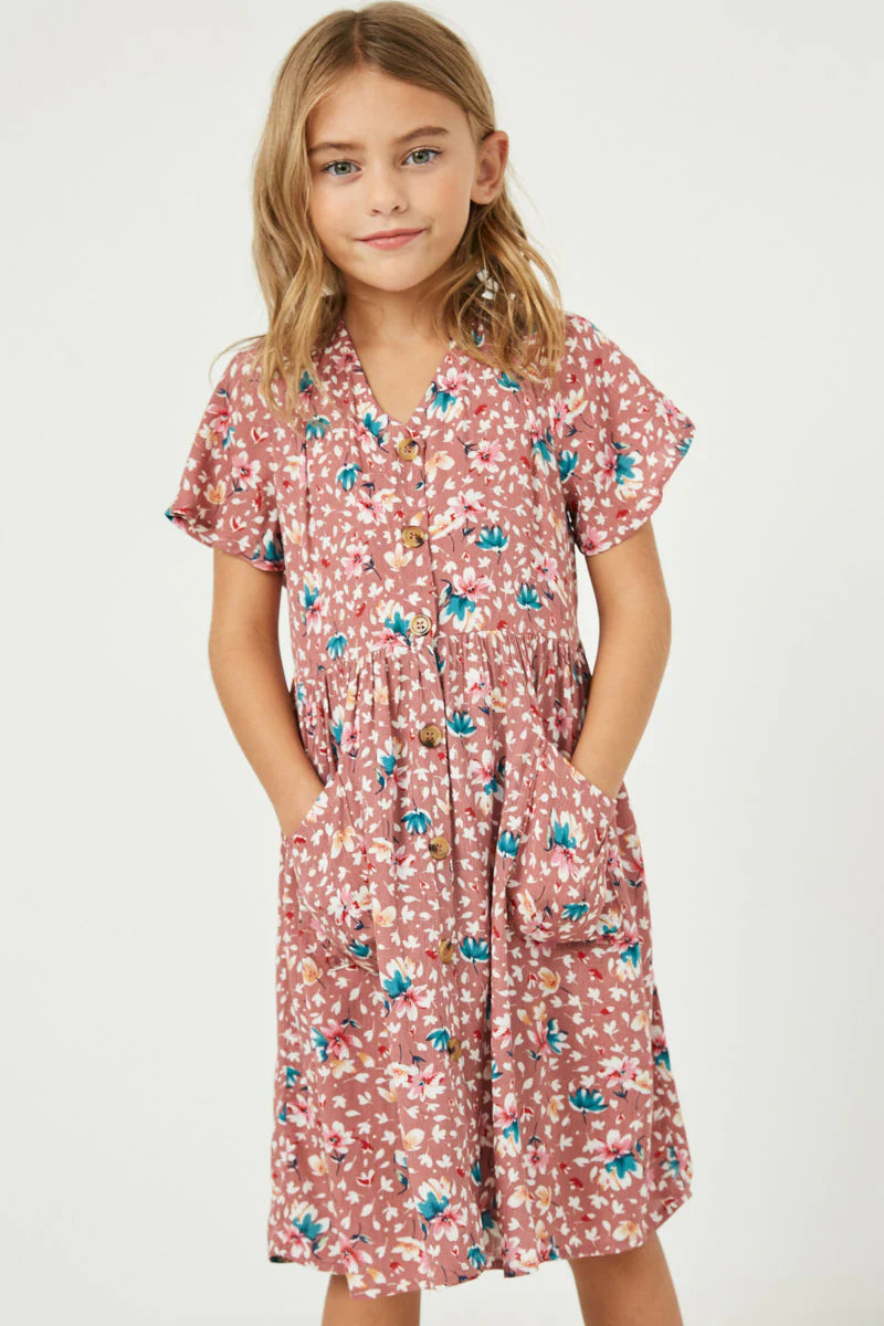 Girl's Mauve Floral Dress