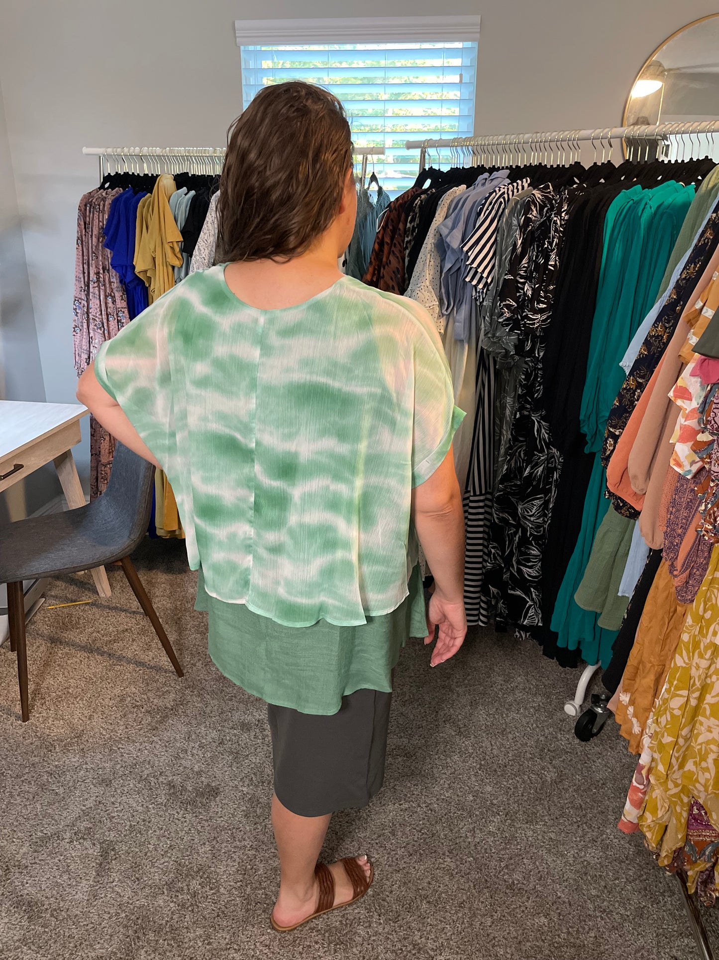 Layered Tunic - Mixed Green Tie Dye