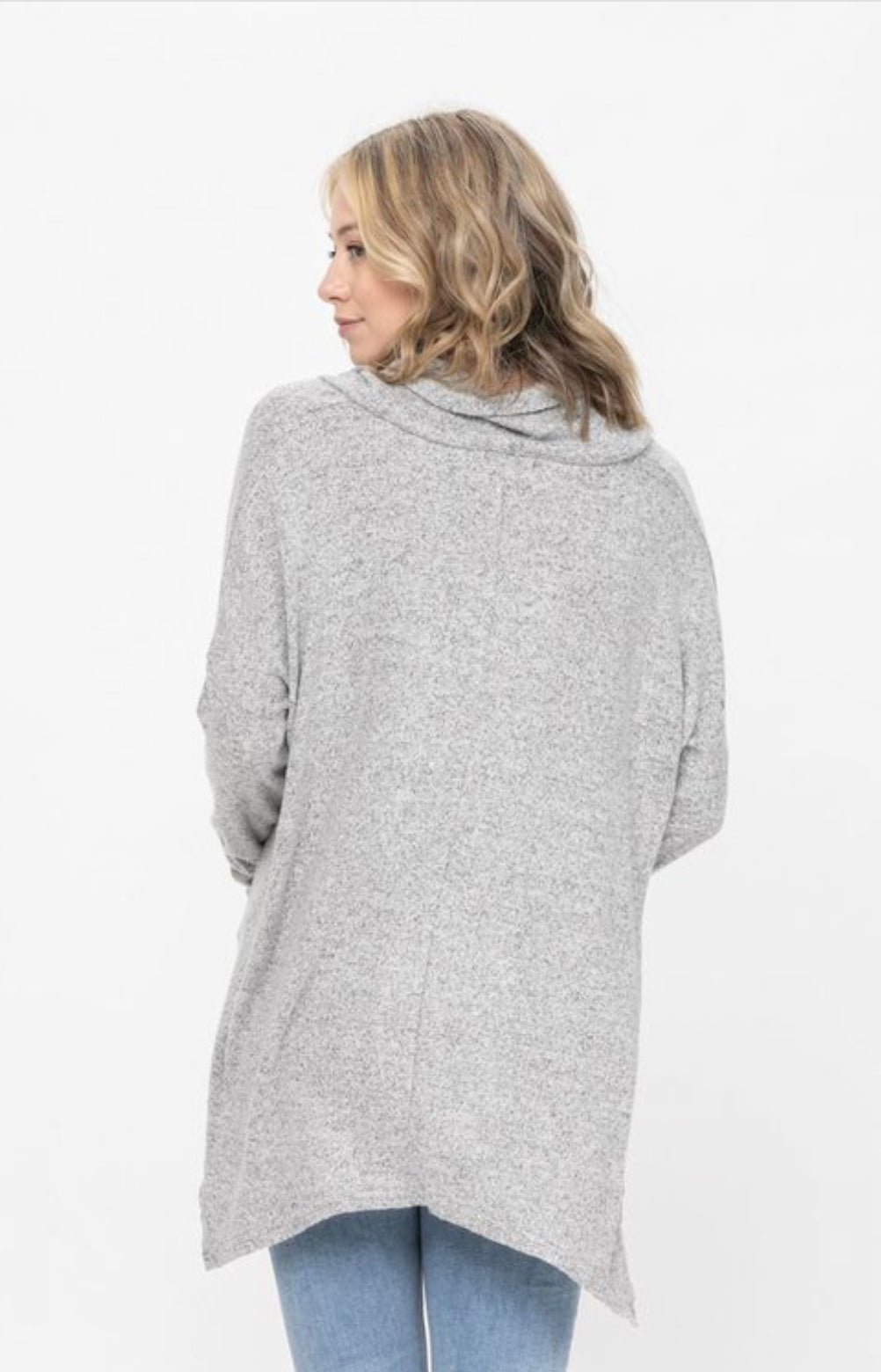 Gray Cowl Neck Pullover Sweater