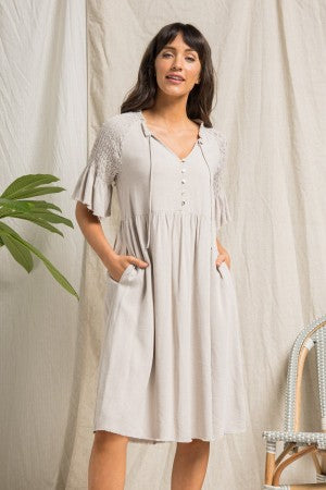 Smocked Sleeve Dress