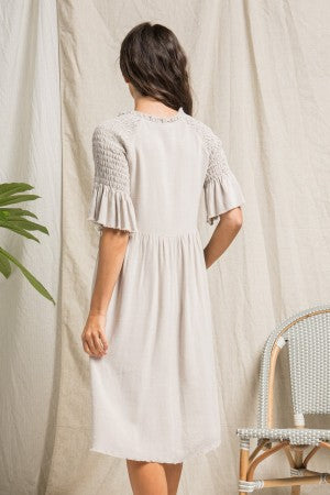 Smocked Sleeve Dress